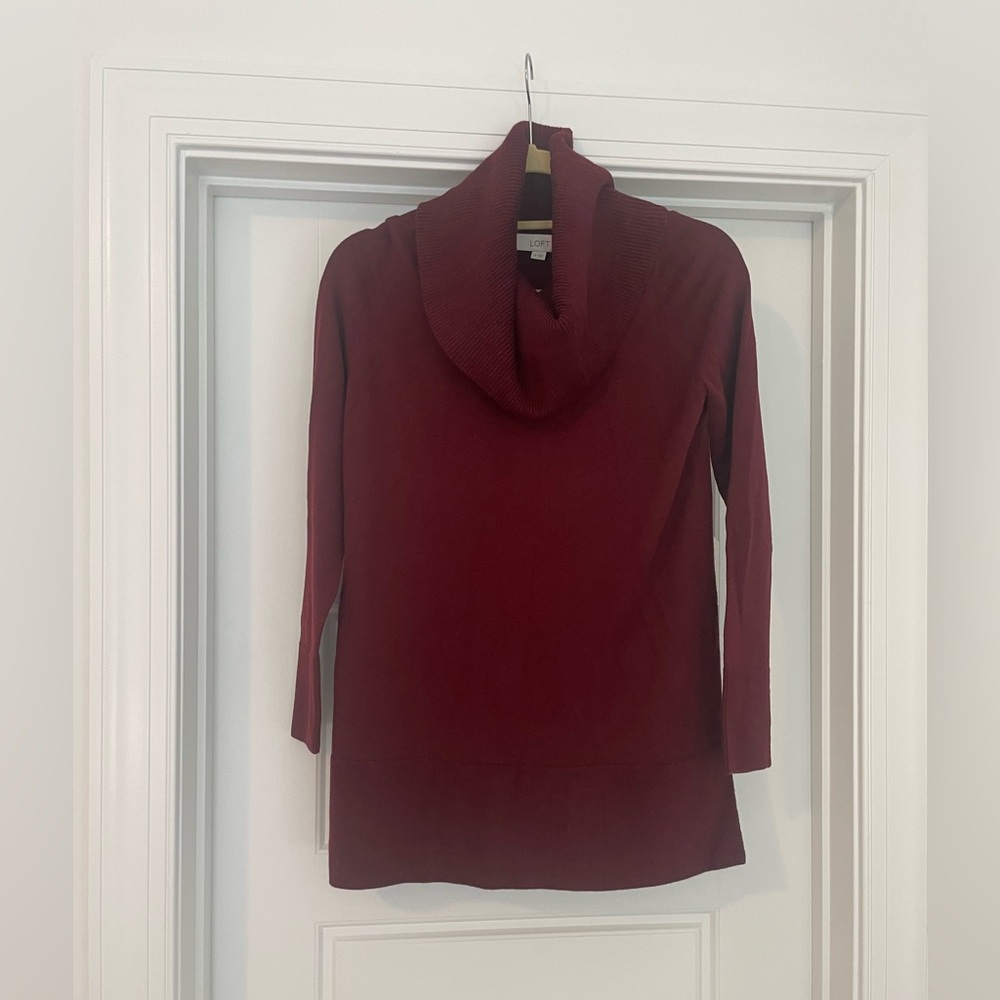 LOFT Burgundy Cowl Neck Cozy Sweater